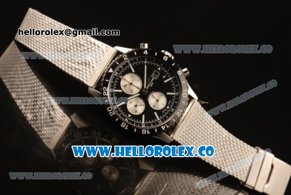Breitling Chronoliner Chronograph Swiss Valjoux 7750 Automatic Steel Case Ceramic Bezel with Black Dial Stick Markers and Stainless Steel Bracelet - Click Image to Close